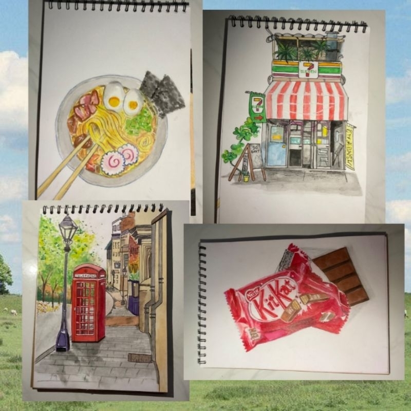 

Watercolor Painting (bisa req) Jasa Lukis/Gambar Bisa Self Potrait A5 Art Commission