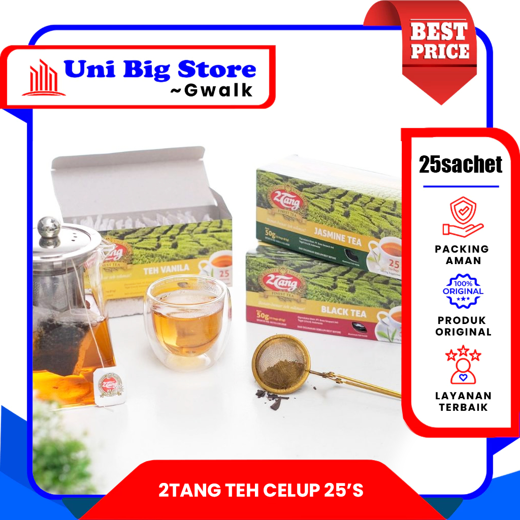 

2TANG 2 TANG TEH CELUP REGULAR JASMINE TEA - BLACK TEA - VANILLA TEA - 25 sachet