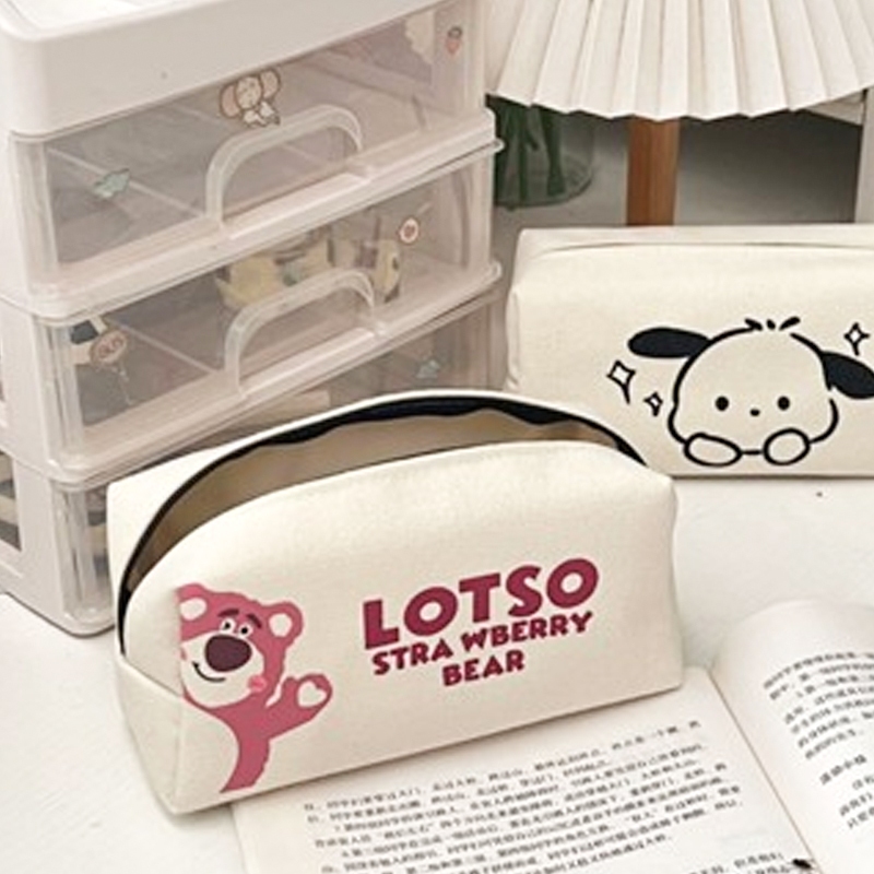 Kotak pensil Snoopy/kotak pensil sekolah dasar kotak pensil warna solid tas kosmetik/kotak pensil