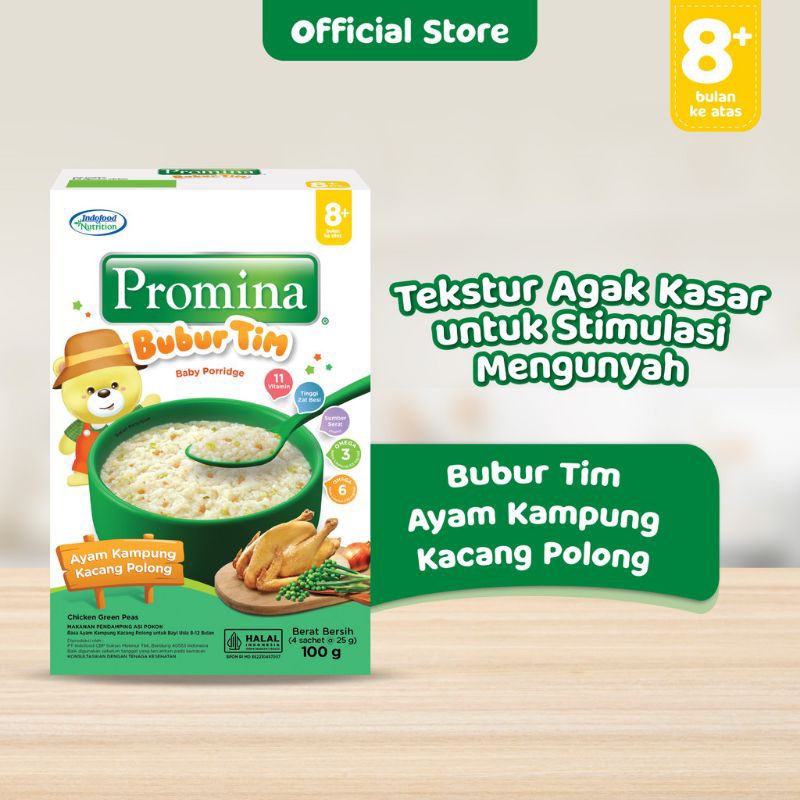 Promina Bubur Tim Ayam Kampung Kacang Polong 8+ Bulan /Bubur Bayi 100gr