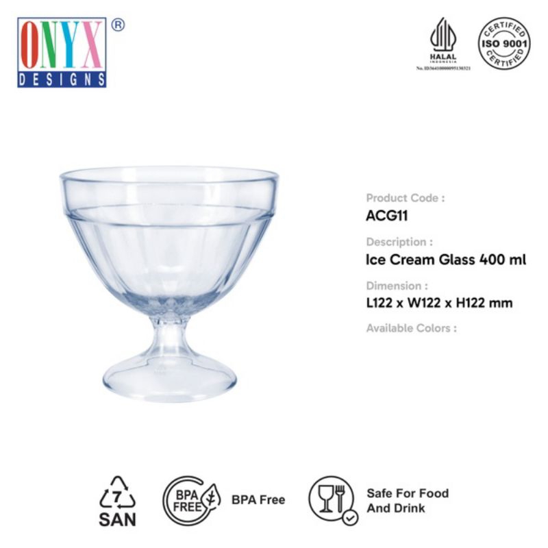 Gelas Akrilik Gelas Ice Cream Gelas Crystal Series [ 250 - 400 ml ] Onyx Designs