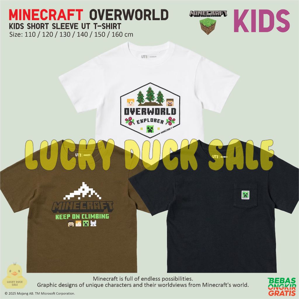 Kids Minecraft Overworld UNIQLO UT Shirt Beginning Explorer Tree Mountain