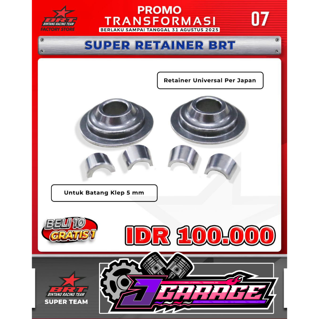 RETAINER BRT UNIVERSAL SET PER KLEP JAPAN / 4.5MM / 5MM / UNTUK BATANG KLEP / RETAINER RACING BRT