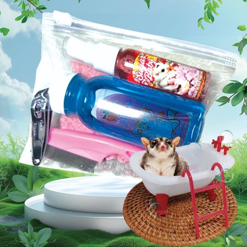 PAKET GSG - Paket Grooming Sugar Glider Paket Mandi Bersih Sugar Glider Indukan Joey Shampoo Parfum 