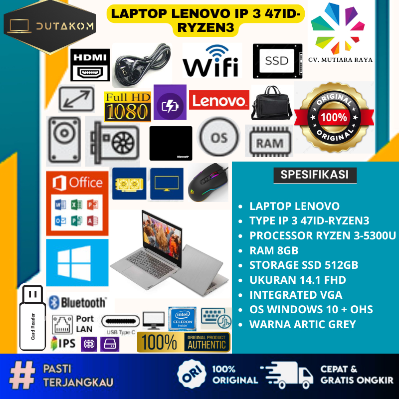 LAPTOP LENOVO IP 3 47ID-RYZEN3