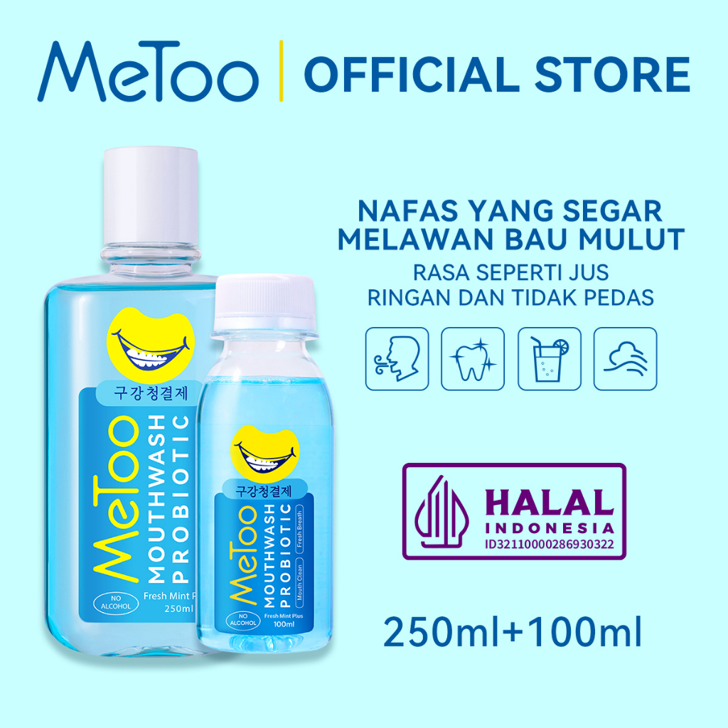 KeluargaBahagia MeToo Probiotic Mouthwash Fresh Mint Plus / Obat Kumur Penghilang Bau Mulut Merokok