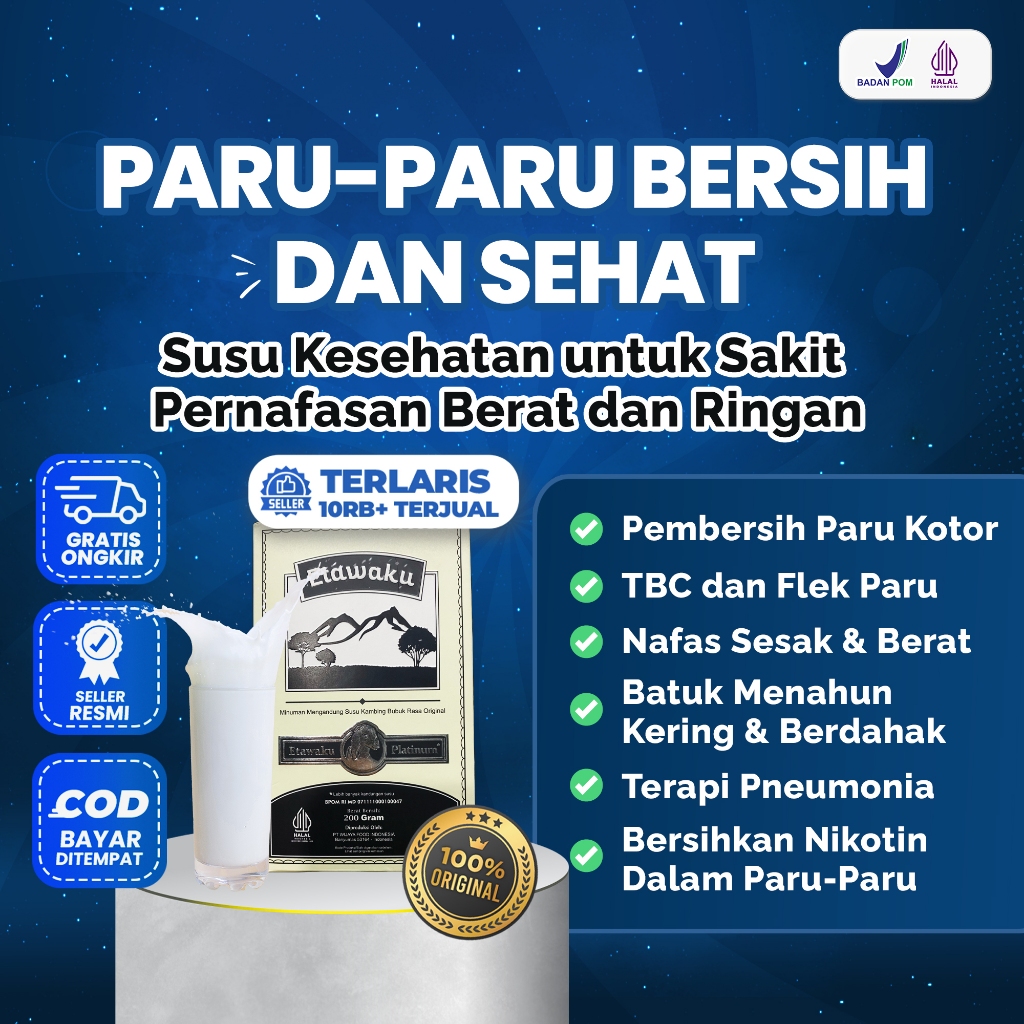 

Etawaku Platinum Asli - Susu Kambing Etawa Sembuhkan Masalah Paru - Paru dan Pernafasan Sesak Nafas Isi 1 Box Official