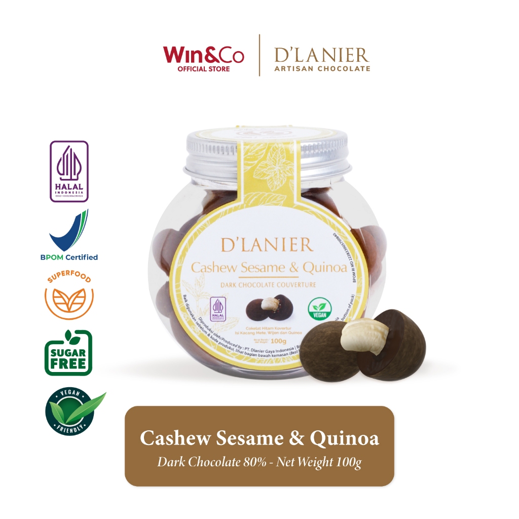 

D’Lanier Cashew Sesame & Quinoa with Dark Chocolate 80% & Bali Sea Salt - 100gr