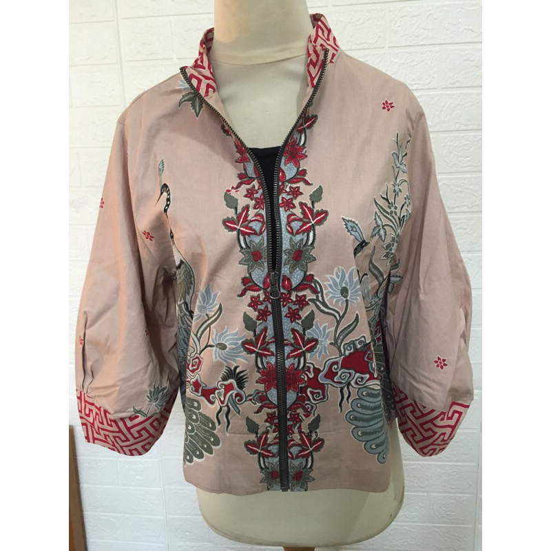 Preloved Blazer batik resleting depan Cardigan Batik Pink BBB