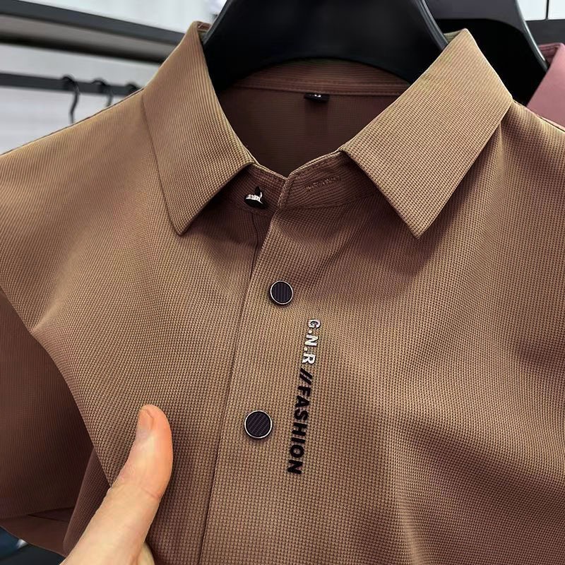 Polo shirt logo keren T-Shirt baju kerah santai Baju Kerja Kaos korean style khaki casual nyaman pri