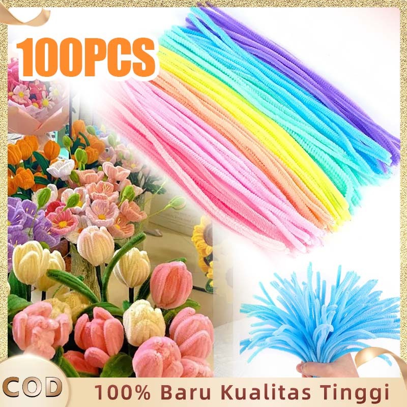 Kawat Bulu 6mm Twist Stick Kawat Bulu Bulu Kawat Pastel Kawat Bulu Untuk Kerajinan 100 Tangkai Kawat