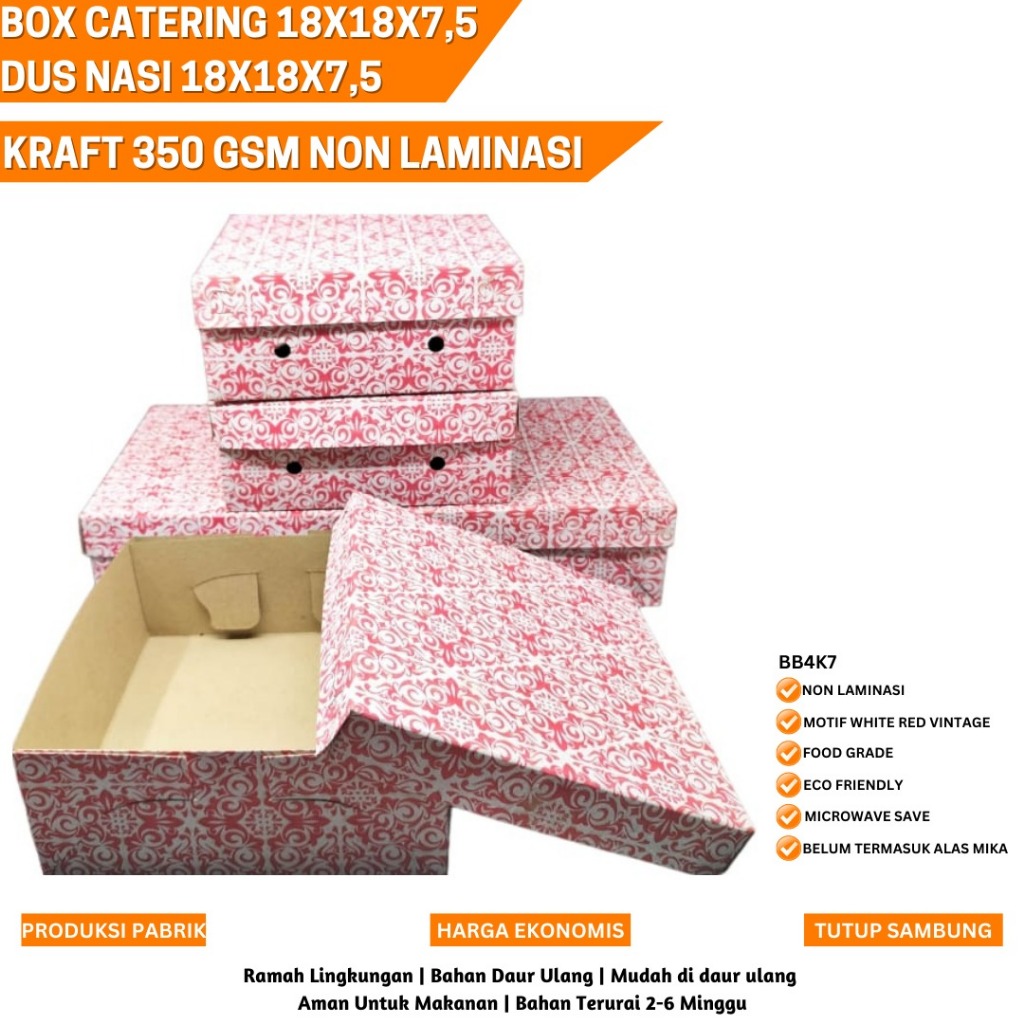 Dus Nasi Kotak 18x18 Kraft 350 Gsm Bos Nasi 18x18 (B.B4K7)