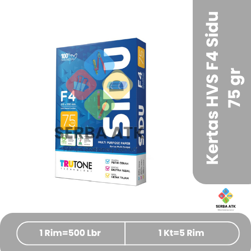 

[500 lembar] Kertas HVS F4 Sidu 75gr kertas fotocopy printing paper