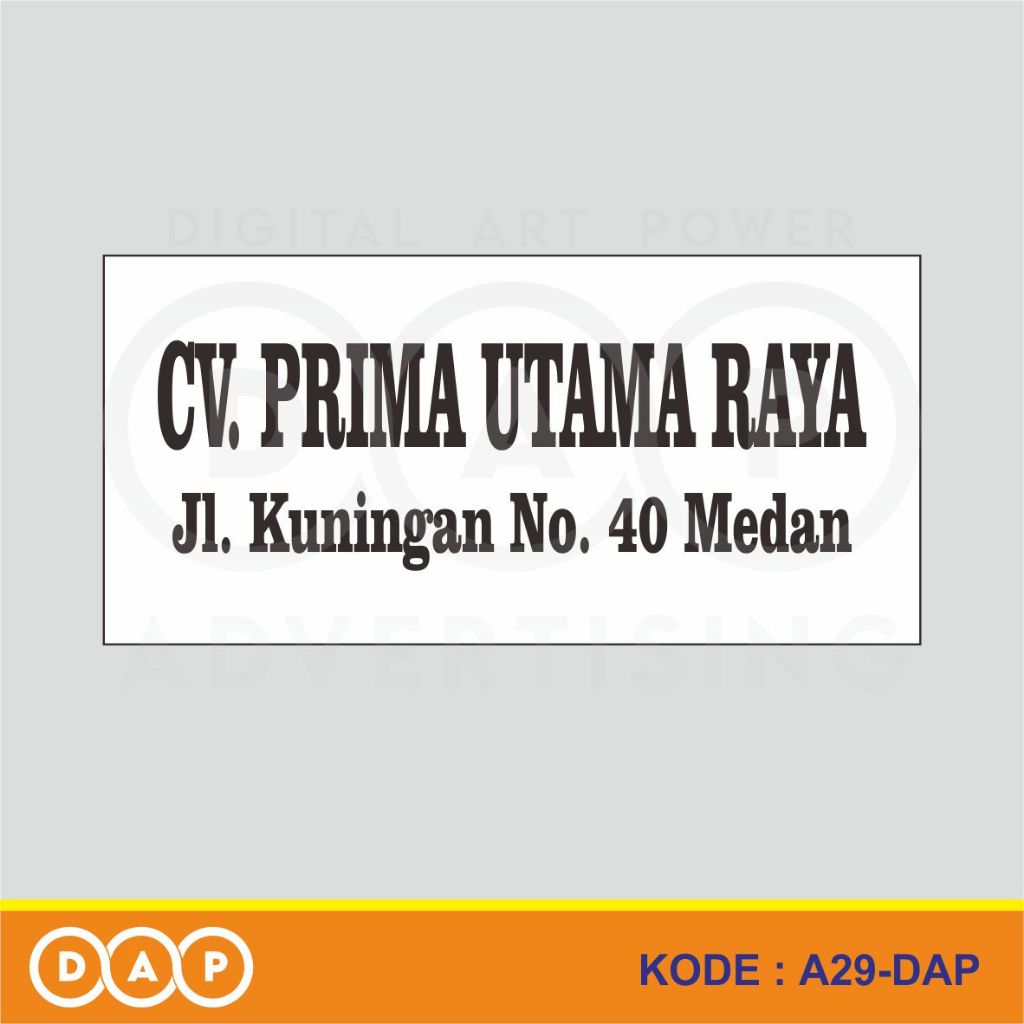 

A29 - Acrylic Sign, Stiker Akrilik Nama Toko, CV, PT, Tahan Air, Tidak Pudar, Termurah, Bisa Custom