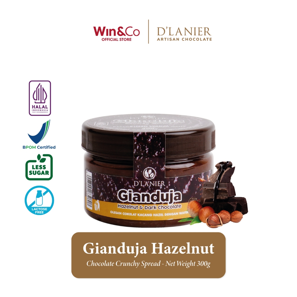 

D'Lanier Gianduja Crunchy Spread Selai Cokelat Hazelnut Renyah - 300gr