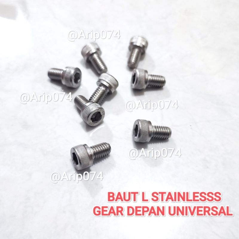 BAUT L GEAR DEPAN STAINLESSS BAUT L STAINLESSS GEAR DEPAN 415 428 TIGER GL MEGAPRO CB HEREX BAUT L G