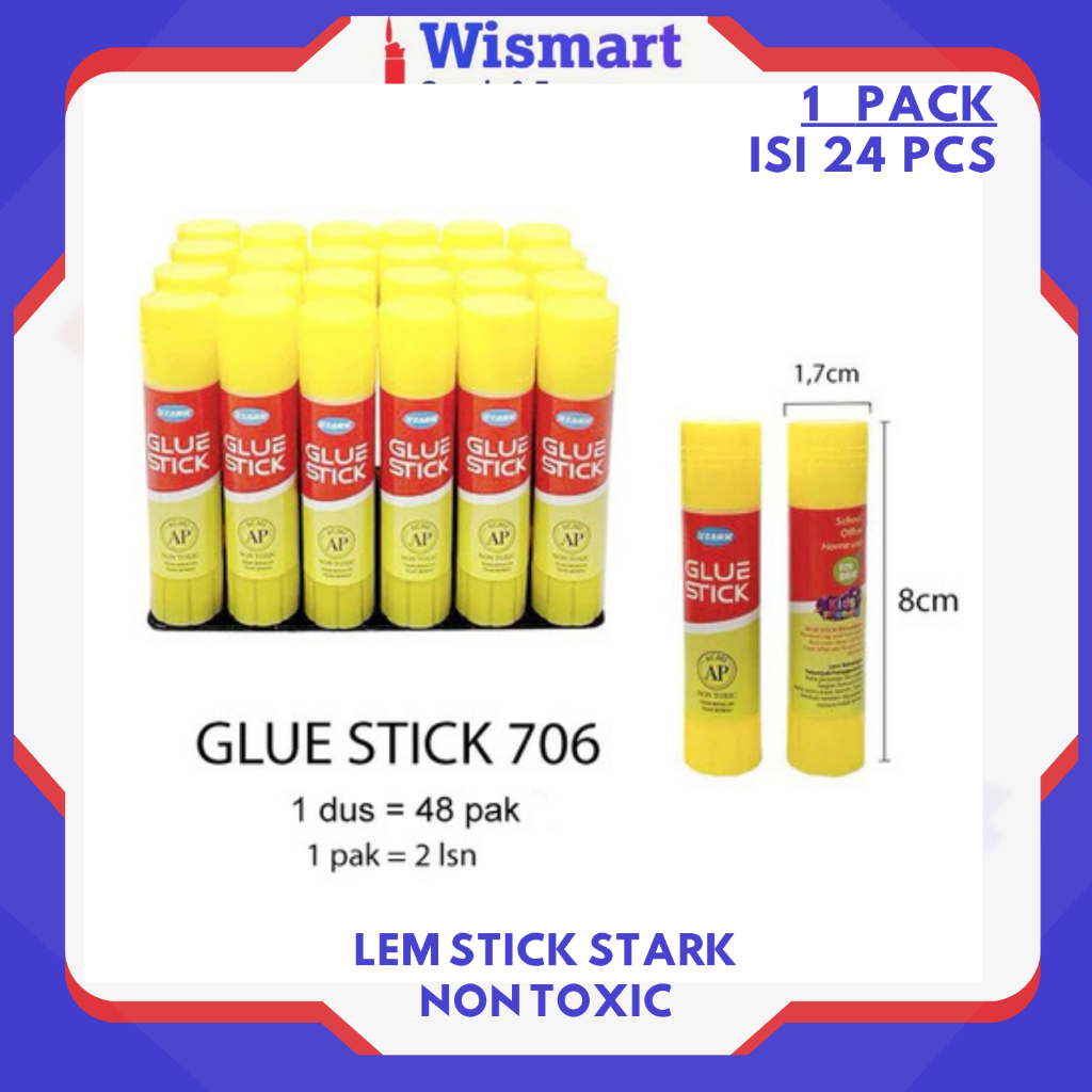 

LEM STIK STARK 706 KUNING NON-TOXIC ASLI LEM STIK UKURAN KECIL 10GRAM 1PAK ISI 24PCS SIAP KIRIM