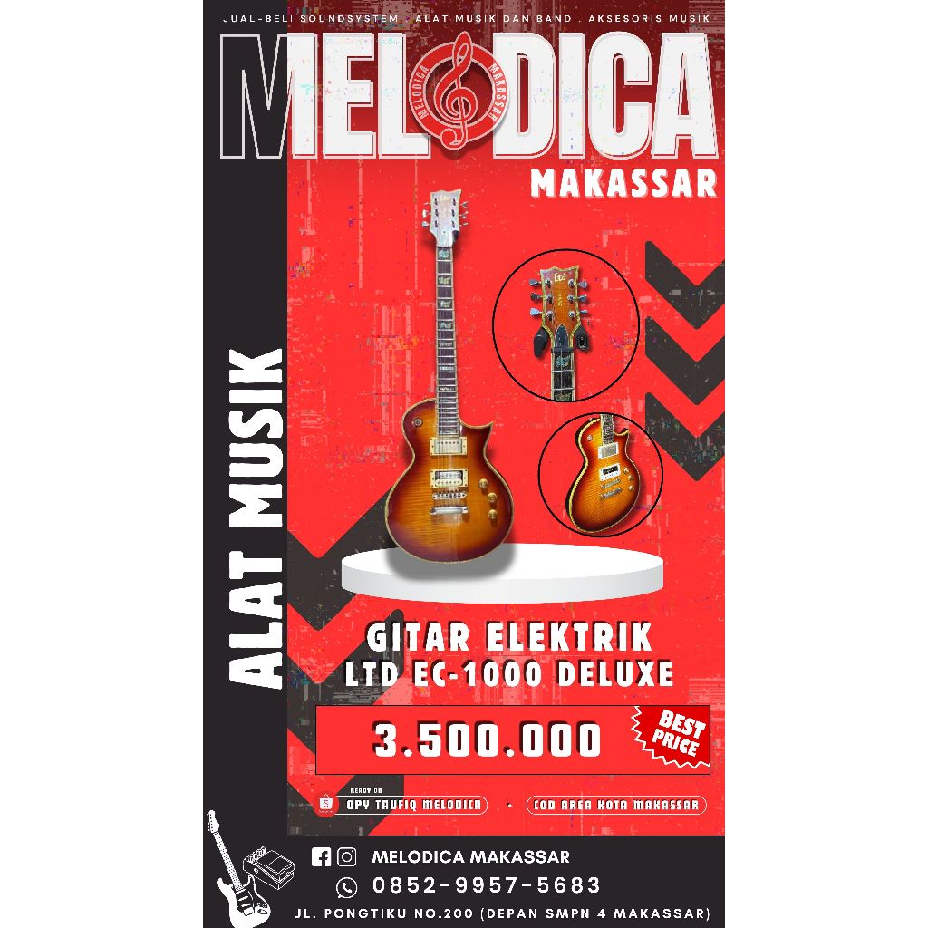 Gitar Elektrik LTD EC-1000 Deluxe - Pickup : Seymour Duncan USA SH1 SH4 Jb. Fret Jescar Original
