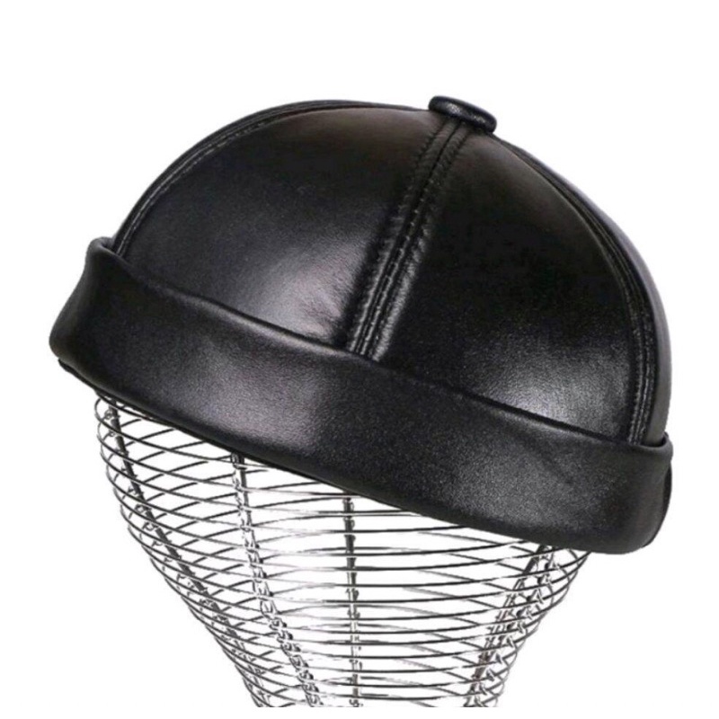 TOPI PRIA MODEL PECI KULIT ASLI / Kopiah Kulit Asli