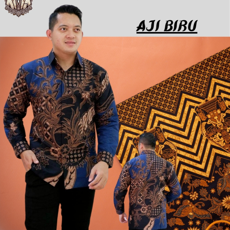 ⸨BATIK.UE⸩ BAJU BATIK PRIA AJI BIRU LENGAN PANJANG