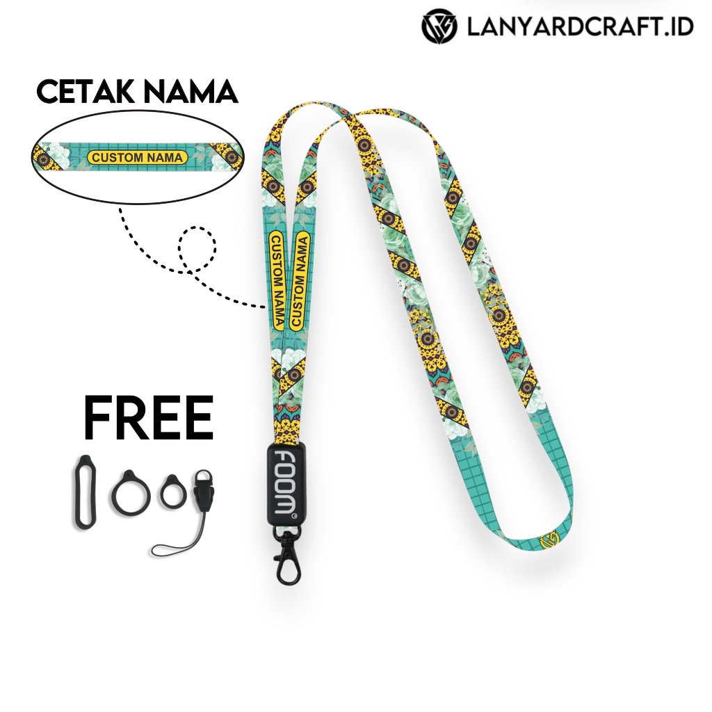 

Lanyard Custom Nama Mandala Flower Series V5 1cm Various Type Gantungan Tali Lanyard Universal