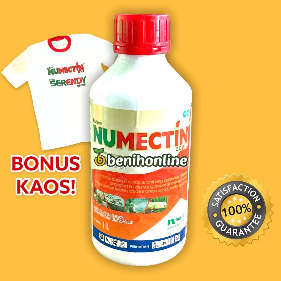 INSEKTISIDA NUMECTIN ABAMEKTIN 2 EC Bening 1 Liter bonus kaos obat kriting daun hama trips NUFARM KO