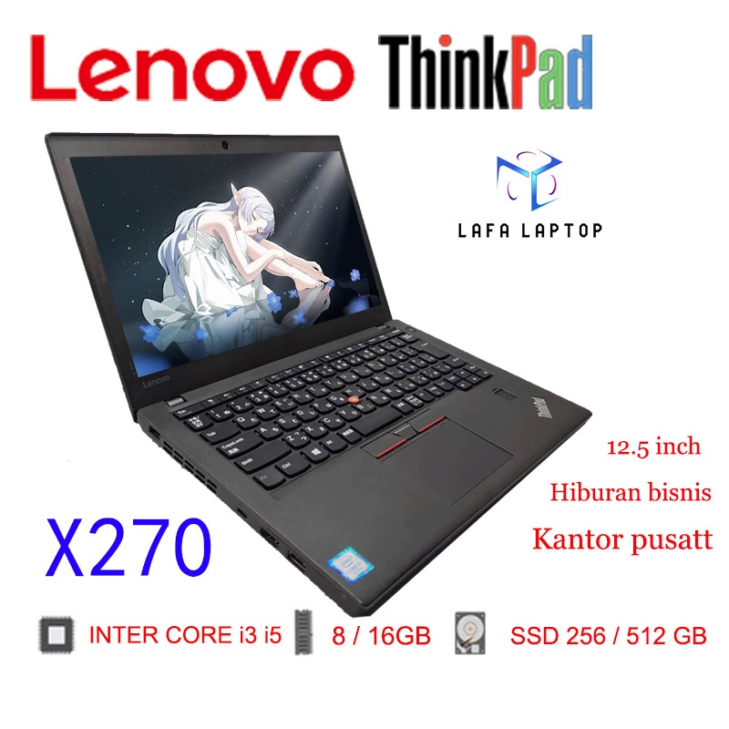 Lenovo thinkpad laptop X270 Core i5 i7 ram 4/8GB ssd128/256GB peningkatan mulus second berkualitas/L