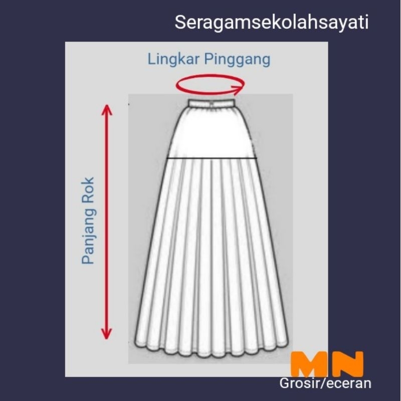 rok SMP Blu Black rempel bawah pinggang