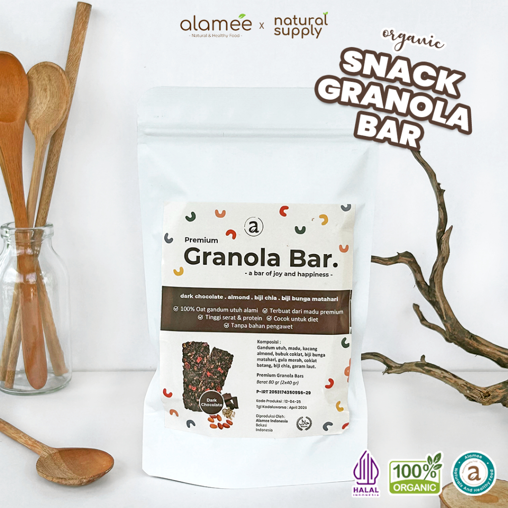 

ALAMEE Granola Bar Snackbar Dark Choco Chocolate Cemilan Diet Healthy Snack Sehat Rendah Kalori 80gr