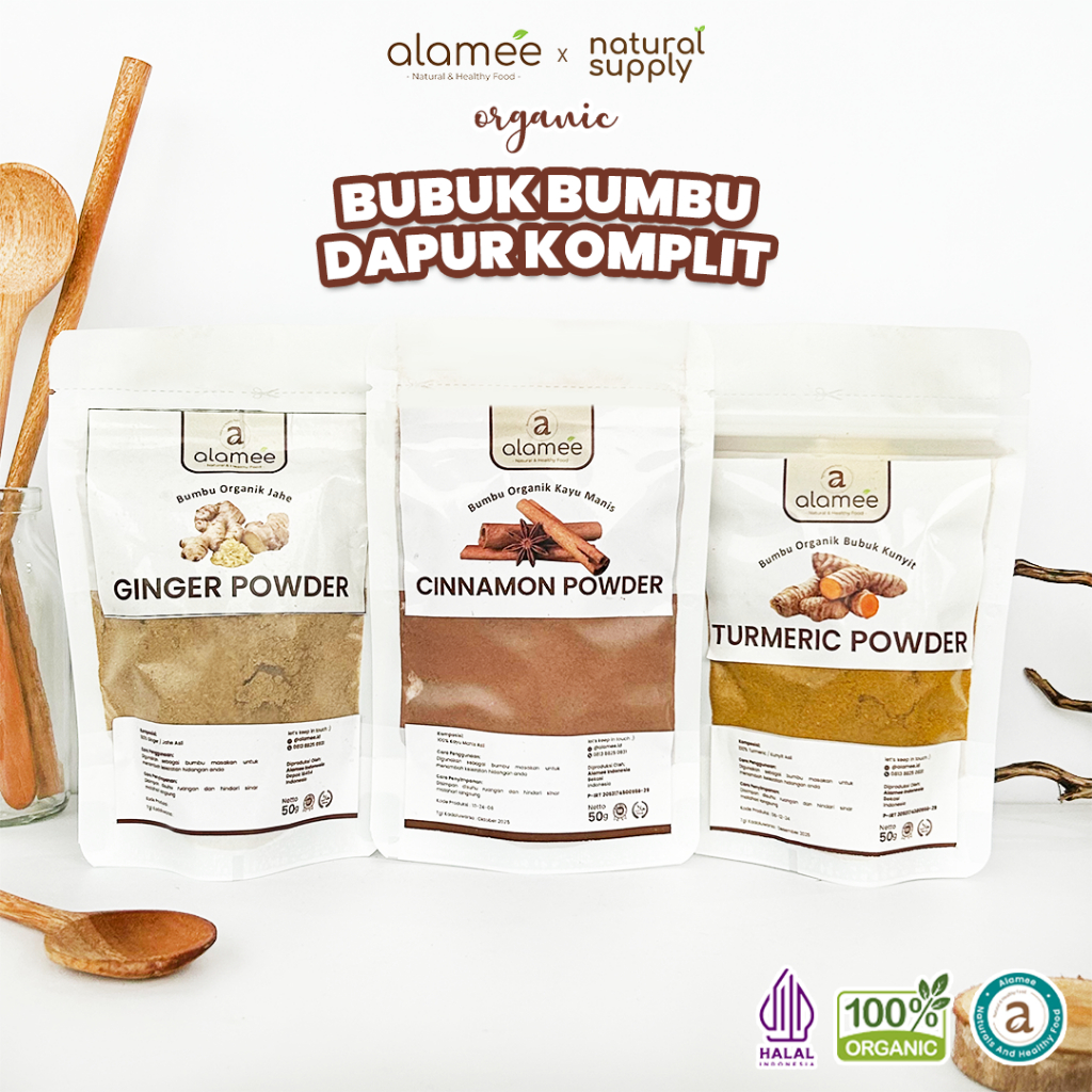 

ALAMEE Bumbu Dapur Bubuk Lada Hitam Kunyit Jahe Bawang Merah Bombay Cabe Chili Flakes 50 gram