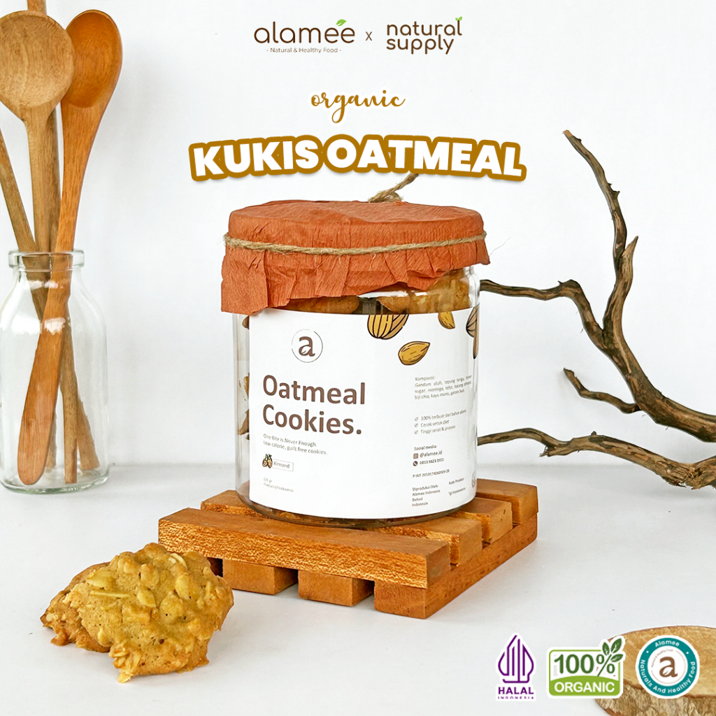 

ALAMEE Oatmeal Diet Cookies - Cemilan Almond Snack Kue Kukis Sehat Healthy Snack Oat 225gr