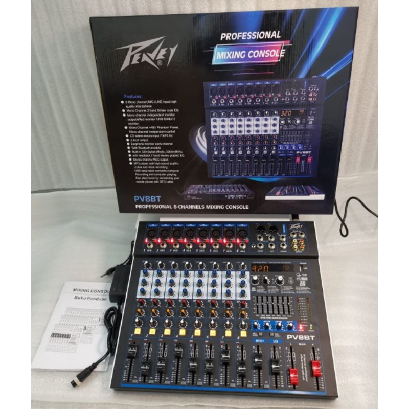 PEAVEY PV8BT AUDIO MIXER PV8 BT 8 CHANNEL PV 8 BT 8 CHANNEL