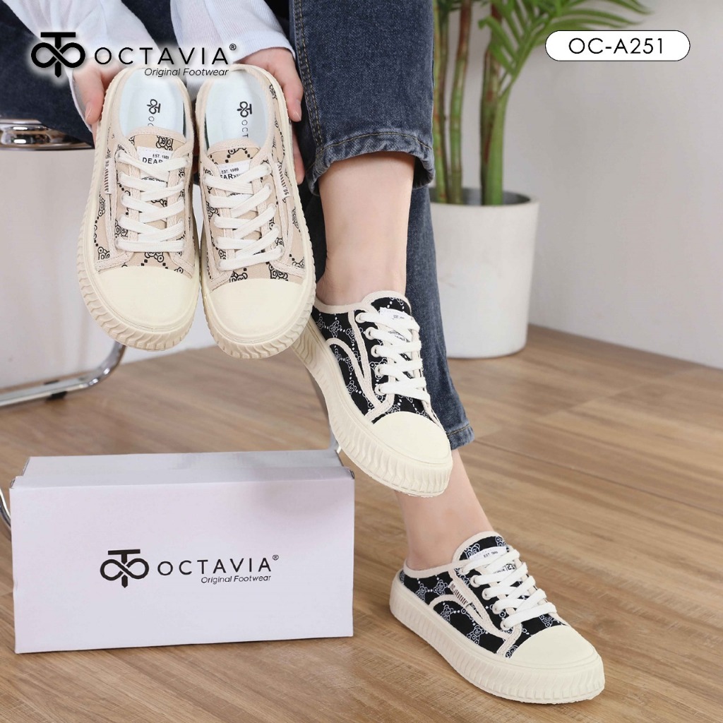 OC-A251 [ORIGINAL] OCTAVIA Sepatu Sneakers Casual Backless Mules Wanita (KD I)