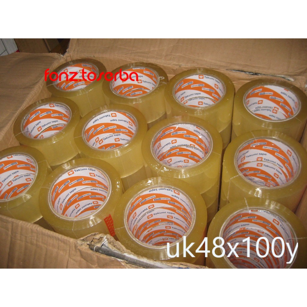 

LAKBAN BENING DAN COKLAT uk48x100y 1DUS isi72pcs MEREK TAKUMI OPP TAPE