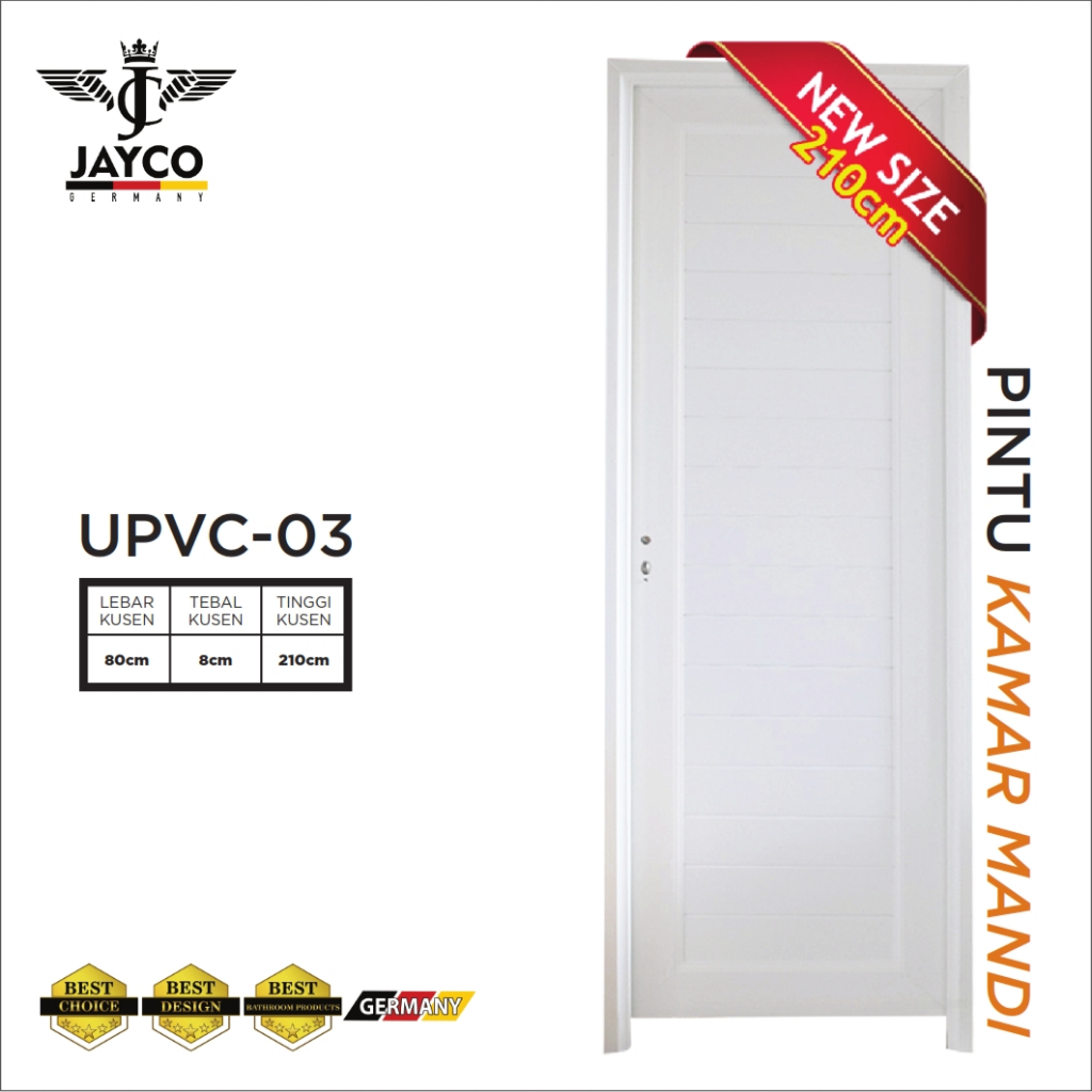 Jayco Pintu Kamar Mandi UPVC-03 L Full Panel UPVC White (80x210)