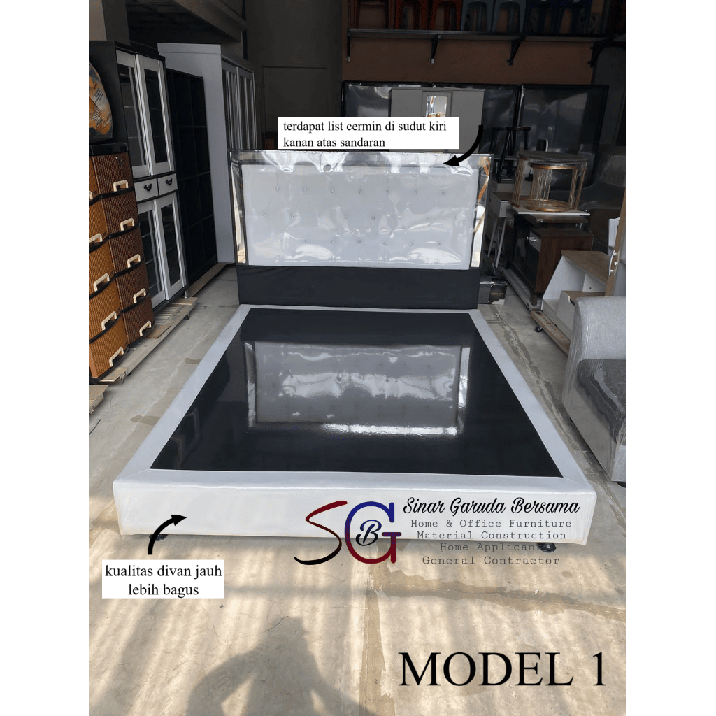 DIVAN BOX + SANDARAN UKURAN 160X200 / 180X200 / DIVAN SANDARAN BELUM TERMASUK KASUR