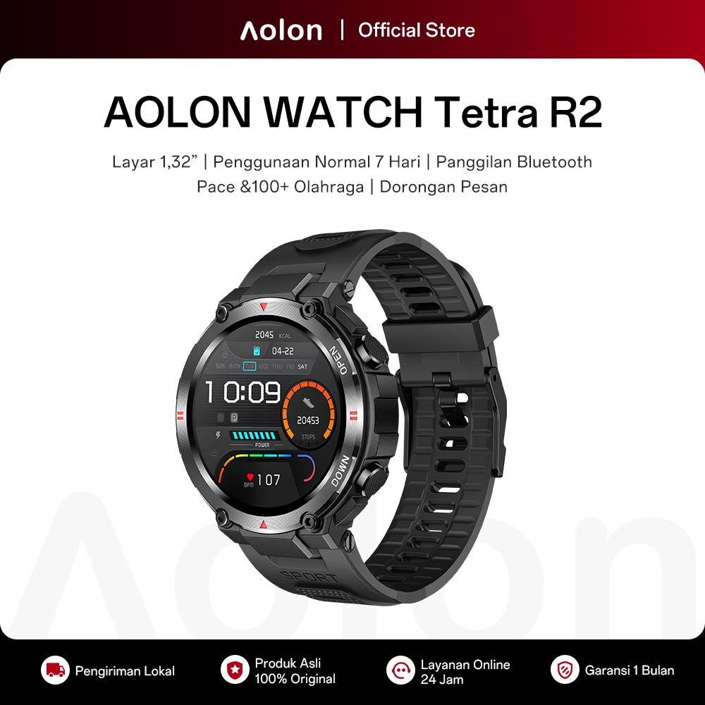 Aolon Tetra R2 Smart Watch Original Waterproof Smartwatch Waterproof Men Sports Fitness Tracker Blue