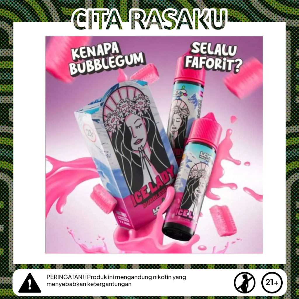 LIQUID ICE LADY BUBBLEGUM 2X60ML LIQUID FREEBASE BY LCV JUICE ORIGINAL