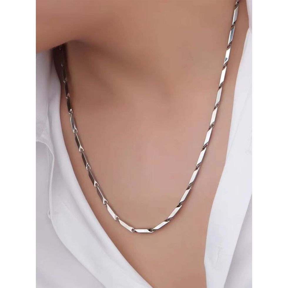 Kalung Titanium Pria / Kalung Rantai Pria Motif Padi / Kalung Baja Pria