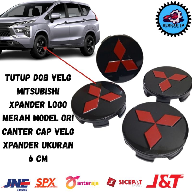Tutup Dop velg Mitsubishi xpander logo merah model Ori Canter cap velg xpander ukuran 6 cm