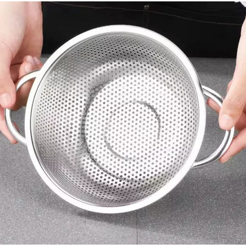 Baskom Lubang Cuci Sayur Saringan Stainless Steel - Baskom Bolong Sayur - Baskom Lubang Bakul Nasi -