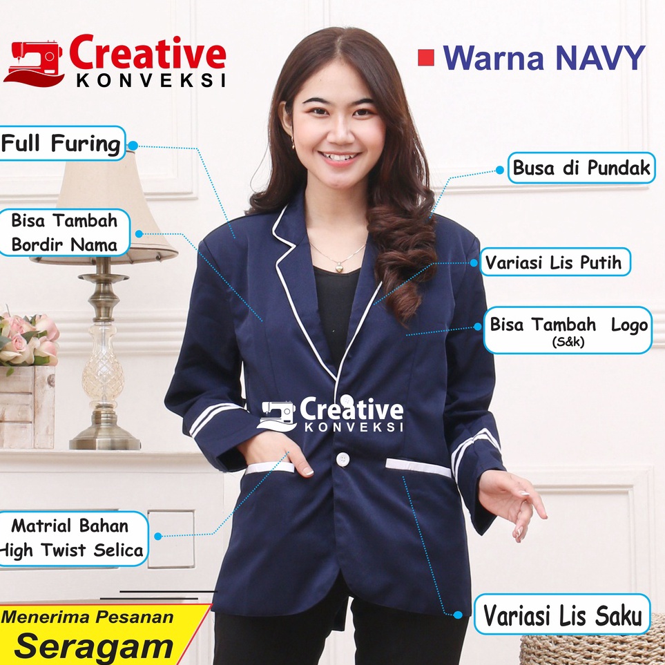 KODE U88C BISA COD Jas Almamater Sekolah OSIS navy lis putih  jas osis Jas Mahasiswa Bisa tambah bor