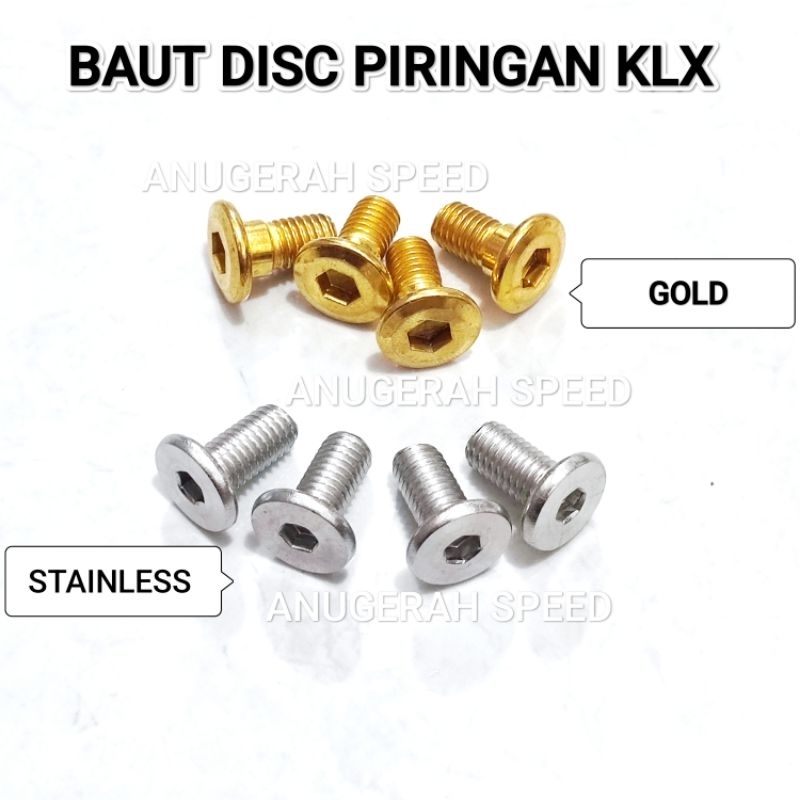 BAUT DISC PIRINGAN CAKRAM KAWASAKI KLX GOLD STAINLESS BAUT PIRINGAN CAKRAM DEPAN BELAKANG KLX BAUT D