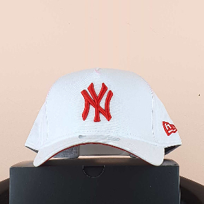 ny putih back visor merah logo merah Topi Pria Baseball Snapback Polos Wanita Unisex Premium