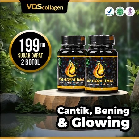 2 BOTOL VAS COLLAGEN 100% ori Vas gamat emas collagen pemutih badan wajah glowing ampuh bpom