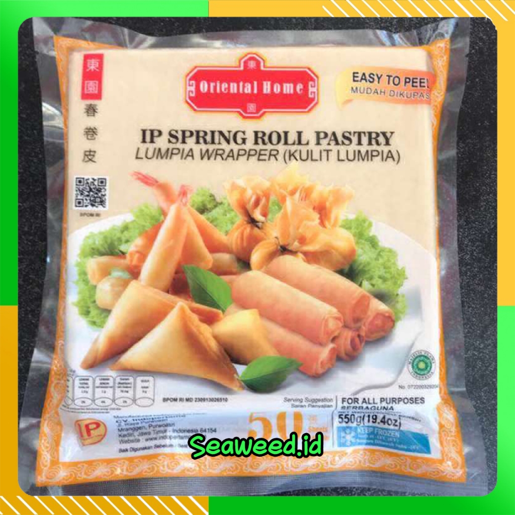 

IP INDOPERTAMA Kulit Lumpia Spring Roll Pastry UK 19cm x 19cm ISI 50 Lembar HALAL