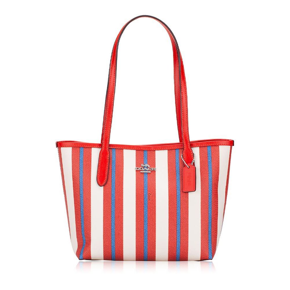 Coach CT824 Stripe Small Zip Tote Chalk Multi