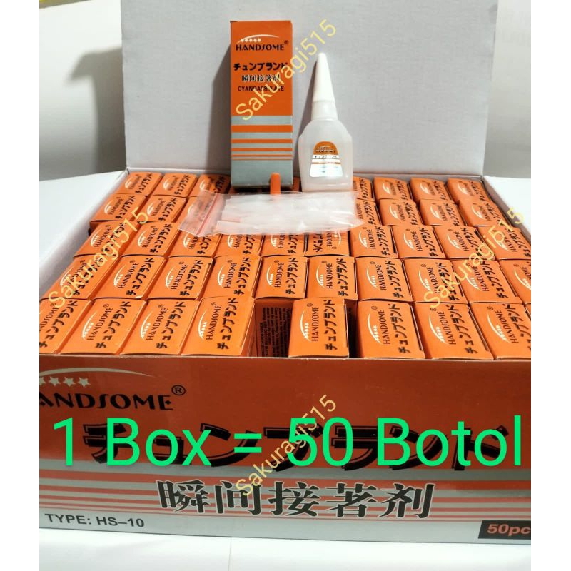 

1 Box = 50 Botol Lem Power, Lem Super, Lem Cair, Lem Tetes merk Handsome