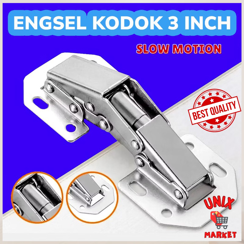 Engsel Sendok Kodok 3inch Stainless Steel 90 Degree Opening slow motion Engsel Pintu Tanpa Bobok Ser