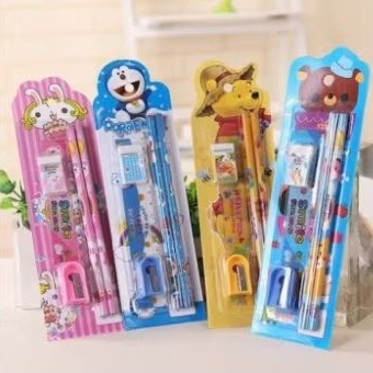 

Paket 5 in 1 Pensil Penggaris Rautan Penghapus 5in1 Set Alat Tulis Anak Motif Kartun